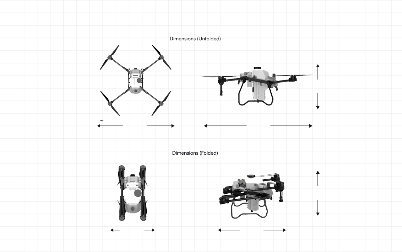 Drone Dimensions Unfolded and Folded
